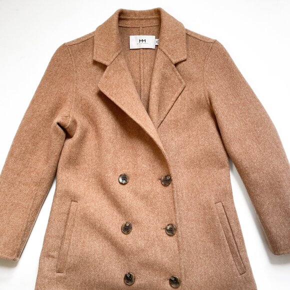 Meilleur Moment Double Breasted Wool Coat Coffee Tan Size XS - Picture 2 of 11